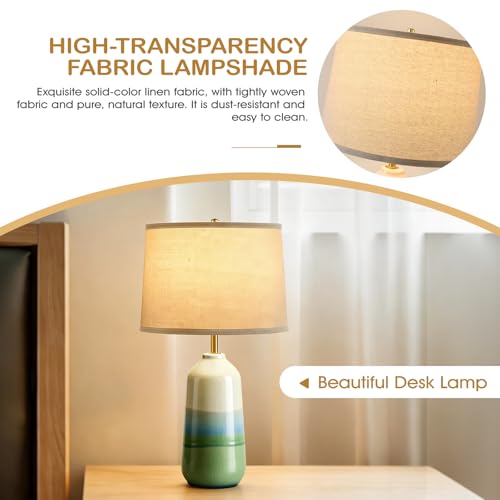 Misty Gradient Ceramic Eye-Caring SoftGlow Lamp with 3-Color Dimmable and Exquisite Round Shell for Room