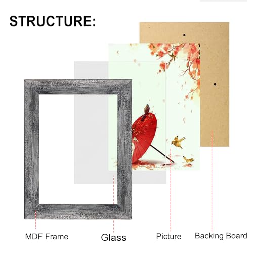 xnlkros Picture Frame Set 10 pack, Farmhouse Photo Frames, Gallery Wall Frame Collage, 8x10 5x7 4x6 Frames in 3 Different Finishes Picture Frames For Wall or Desk,Rustic Black - color: Rustic Black