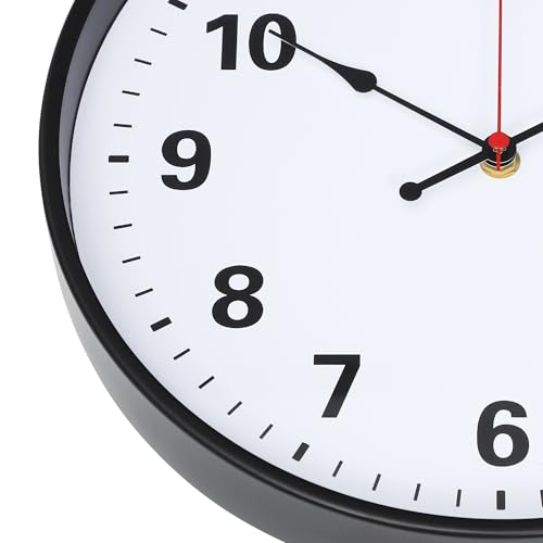LEIKE Metal Wall Clock 12IN Black, Retro Silent Quartz Battery Operated, Decorative for Patio, Kitchen, Living Room, Bedroom, Pool - size: 12in