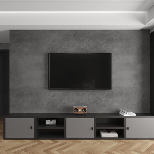 16"×591" Extra Thick Dark Grey Black Concrete Wallpaper Peel and Stick 3D Concrete Cement Contact Paper Stained Vinyl Matte Textured Removable Walls Sticker for Kitchen Living Room Bedroom Basement - color: Dark Gray, size: 16" x 591"