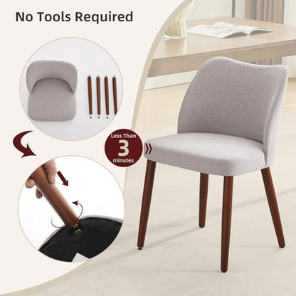 GarveeHome Dining Chairs Set of 4 with Cozy Backrest/Wooden Legs | Dining Chairs Set of 4 with Cozy Backrest/ Wooden Legs No tools Needed - color: Light Grey