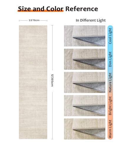 Art&Tuft 2'6"x12 Runner Rug Non Slip, Washable Rug Runners for Hallways,Beige - color: Stripe-beige, size: 2'6" X 12'