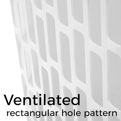 60L Plastic Laundry Hamper, White, Slim Tall Rectangular, Ventilated Clothes Basket with Handles, for Narrow Spaces, Bathroom, Dorm, and Apartments