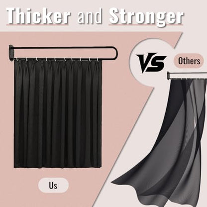 U-Shape Room Divide with Metal Support Rod, 6.56ft,Black | Curtain for Beauty Salon,Wall Mounted Privacy Partition Curtains for Fitting Room, SPA, Bedroom, Room Divider,Hospital - color: Black