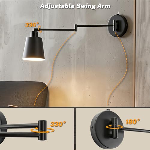 OSYNNIQ Wall Sconce Light with Adjustable Swing Arm for Bedside Reading (Style 1) - size: STYLE 1