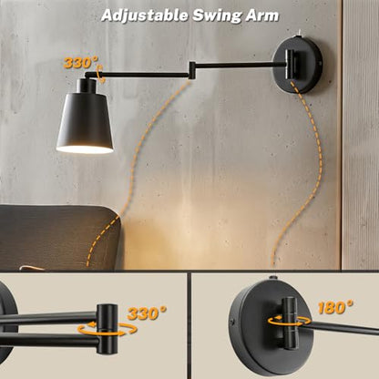 OSYNNIQ Wall Sconce Light with Adjustable Swing Arm for Bedside Reading (Style 1) - size: STYLE 1