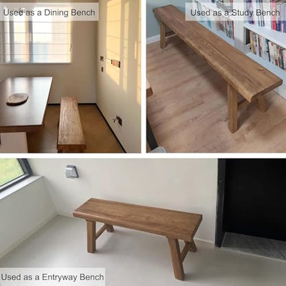 Entryway Dining Wood Bench Seat,Wooden End of Bed Bench for Bedroom Indoor Dining Table Entry Kitchen Narrow Bench Solid Wood(50cm(19.7in)) - size: 50cm(19.7in)