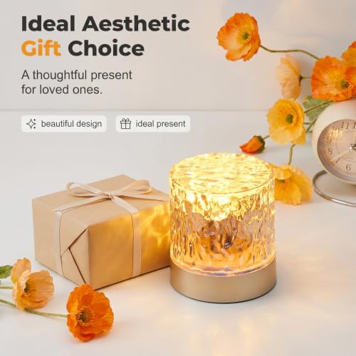2026 New Ambient Light, Switch Between Warm Flame Effect or Calming Water Ripple Glow, 16-Color Remote Control, Rechargeable, Ideal for Bedroom & Bathroom Relaxation，16‑Color