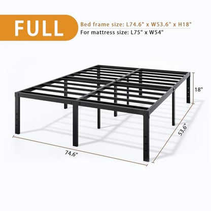 LUMUNANCE Metal Bed Frame Full Size - 18 Inch Heavy-Duty Full Platform Bed Frame No Box Spring Needed, Easy Assembly, Noise-Free, Sturdy Mattress Foundation, Underbed Storage Space - size: Full, style: 18 Inch