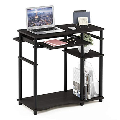 Furinno Abbott Desk, 31.5 Inch Black Computer Desk with Keyboard Tray, Easy Assembly Gaming Desk with Storage Shelf, Office Desk for Home Office, Bedroom, Black Espresso - color: Black Espresso/Black