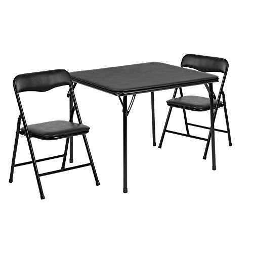 Flash Furniture Mindy Kids 3-Piece Folding Table and Chairs Set for Daycare and Classrooms, Children's Activity Table and Chairs Set, Black - color: Black, size: 3 Piece Set