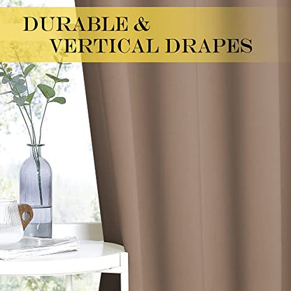 NICETOWN Kitchen Blackout Curtain and Drape - Triple Weave Energy Saving Thermal Insulated Solid Grommet Blackout Panel for Patio (Single Panel, 52 inches by 72 inches, Cappuccino) - color: Cappuccino, size: 52"W x 72"L (Pack of 1)