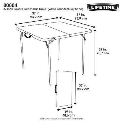 Lifetime 80884 37-Inch Square Fold-in-Half Table, 2 Pack, Light Commercial, White Granite - size: 37-Inch, 2 Pack