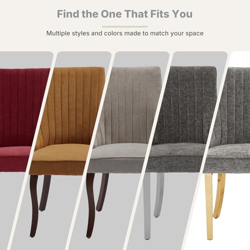 Upholstered Dining Chairs Set of 6, High Back Side Chairs for Kitchen and Dining Room, Mid-Century Modern Chenille Seating with Gold Metal Legs, Grey - color: Grey, Gold Legs, size: Set of 6