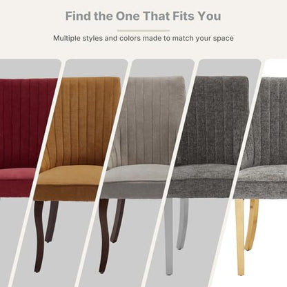 Upholstered Dining Chairs Set of 6, High Back Side Chairs for Kitchen and Dining Room, Mid-Century Modern Chenille Seating with Gold Metal Legs, Grey - color: Grey, Gold Legs, size: Set of 6