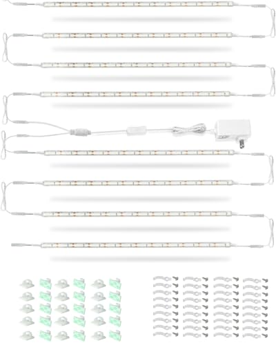 Cefrank LED Under Shelf Lighting Kit, (8) Linkable 12-Inch Light Strips Set, 20W 2000lm Daylight White, Flexible & Durable for Bookcases, Cabinets, Pantries, Showcase, Closet (Cool White) - color: White