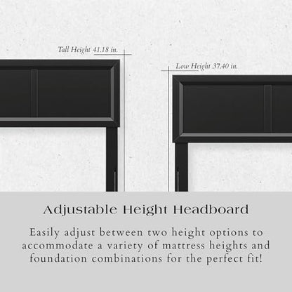 AFI, Sophia Adjustable Modern Full Wood Headboard, Black - color: Black, size: Full