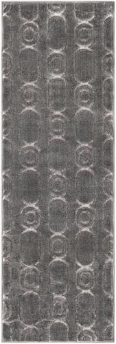Rugs.com Vogue Geo Collection Rug – 6 Ft Runner Gray Medium-Pile Rug Perfect for Hallways, Entryways - color: Gray and Silver, size: 2' x 6' Runner
