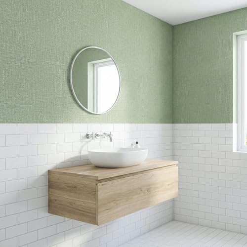 WADILE Grasscloth Peel and Stick Wallpaper 15.7in x 78.7in Light Green | Textured contact paper, Faux linen, Vinyl material, Cabinets, Self adhesive - color: Light Green, size: 15.7" x 78.7"