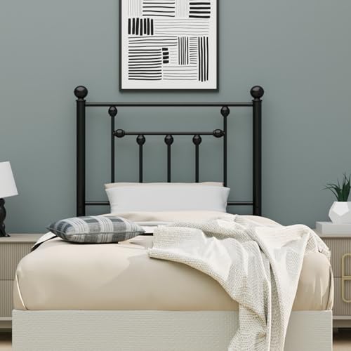 Victorian Twin Size Metal Bed Frame Height Adjustable Headboard Only, Wrought Iron Black Farmhouse Bed Frame Headboard, Easy Assembly, Short Clearance, Tall or Low Setting - size: Twin, style: Victorian