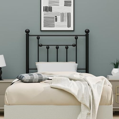Victorian Twin Size Metal Bed Frame Height Adjustable Headboard Only, Wrought Iron Black Farmhouse Bed Frame Headboard, Easy Assembly, Short Clearance, Tall or Low Setting - size: Twin, style: Victorian