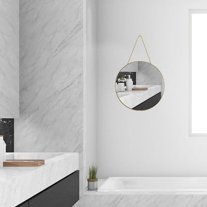 YCHMIR 11.8-inch Small Round Wall Mirror, Gold Bathroom Mirror - color: Gold