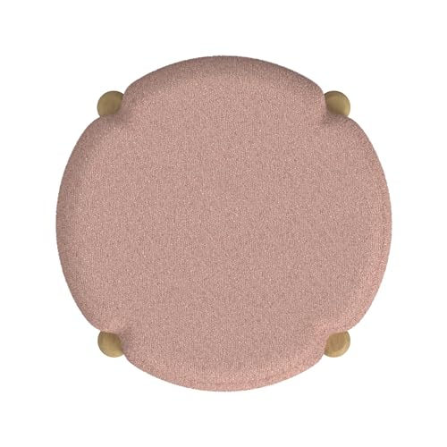 HomePop Luna 22" Round Ottoman - Pink Boucle - color: Pink, size: 22"D x 22"W x 16"H