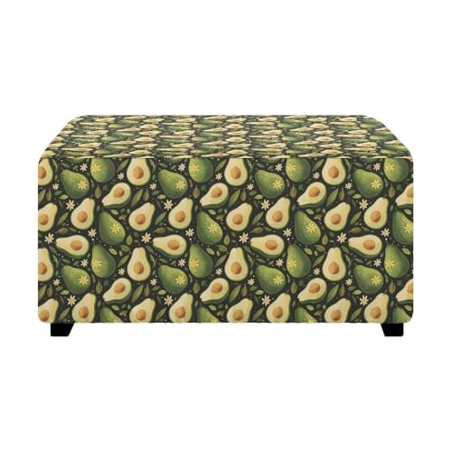 Avocado Ottoman Cover Rectangle Ottoman Slipcover Square Thick Storage Footrest Stool Covers Furniture Protector for Pets - color: Avocado, size: Large