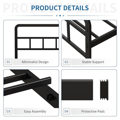 18 Inch Twin XL Bed Frame with Headboard and Footboard | Heavy Duty Extra Bed with Storage Space, Steel Slat, No Noise, No Box Spring Needed, Easy Assembly - color: Black Metal Headboard, size: Twin XL