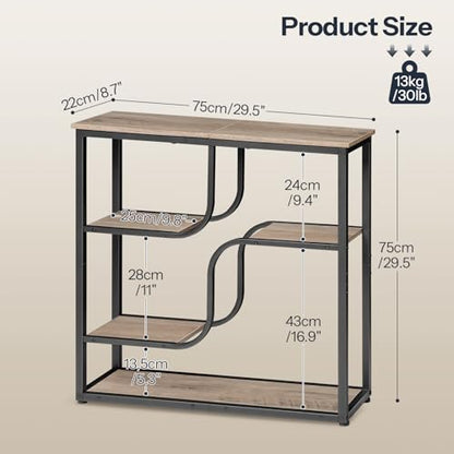 HOOBRO 29.5" Console Table, 5-Tier Narrow Entryway Table, Behind Couch Table with Storage Shelves, Sofa Table for Hallway, Living Rooms, Entryway, Greige and Black BG69XG01 - color: Greige + Black