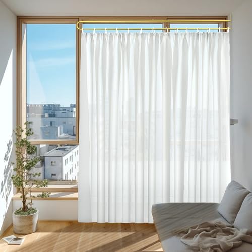 U-Shape Privacy Curtains for Room Divider, 1 Panel, 8.53ft, White | Metal Support Wall Mounted Privacy Curtain, Portable, For Fitting Room Beauty Salon Bedroom and Hospital