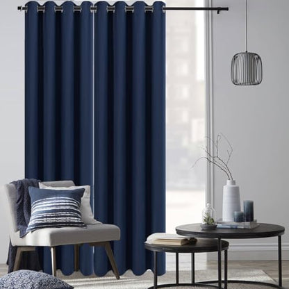 Diraysid Navy Blue Grommet Blackout Curtains for Bedroom Thermal Insulated Room Darkening Curtains Drapes, 52 x 108 inch, 2 Panels - color: Navy Blue, size: 52"W x 108"L (Pack of 2)
