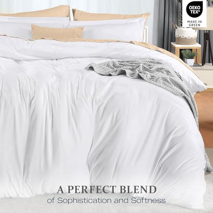 Duvet Cover Twin/Twin XL, 3 PC Cotton Like Polyester, Zipper Closure, White | Extra Soft and Breathable, Wrinkle & Fade Resistant, Includes Duvet Cover and 1 Pillow Sham, Comforter Not Included, OekoTex - color: White, size: Twin/Twin XL - Duvet Cover Set