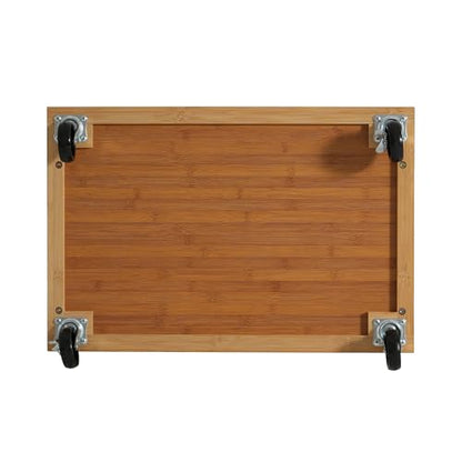 Christopher Knight Home ZAH Bamboo Rolling Cart with Drawers, Kitchen Bar Cart on Wheels with Stainless Steel Top, Mobile Rolling Kitchen Cart Storage Cabinet, Serving Cart, 29.13'' x 18.5'', Natural - size: Small