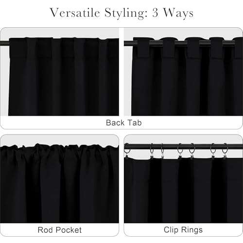Pony Dance Blackout Curtains Thermal Insulated Window Treatment Panels Room Darkening Shade Drapes for Living Room Back Tab/Rod Pocket Bedroom Draperies, 34 x 63 Inch, Black, 2 Panels - color: Black, size: 34"W x 63"L (Pack of 2)