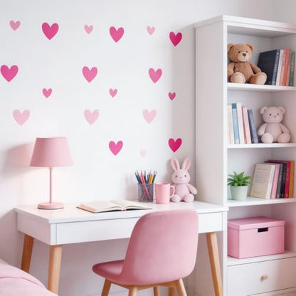 AOWDIAO 170 Pcs Heart Wall Decals - Peel and Stick Pink Decor for Girl Bedroom, Nursery, Playroom Decoration - style: Pink Hearts