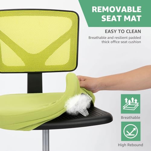Armless Mesh Office Chair, Ergonomic Low Back Deskchair, Adjustable Rolling Task Computer Swivelchairs for Small Spaces Home Bedroom Study, Yellow - color: Yellow