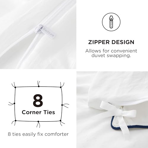 Bedsure Duvet Cover King Size with Fitted Sheet - 4 Pieces Prewashed Cotton-Like Extra Soft Bedding Set, Includes 1 Duvet Cover 104x90 Inches with Zipper Closure, 2 Pillow Shams, 1 Fitted Sheet, White - color: 00 - White (No Comforter), size: King (With F