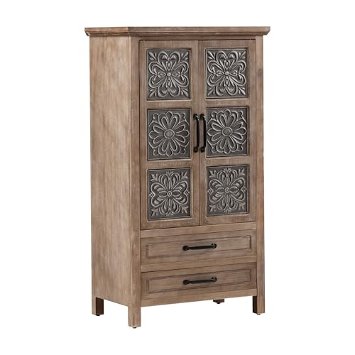 COSIEST 48" Tall Farmhouse Accent Cabinet with Doors and Drawers, Rustic Wood Storage Cabinet with Adjustable Shelves for Living Room or Entryway - size: 48 Inch Tall (2-Door 2-Drawer)