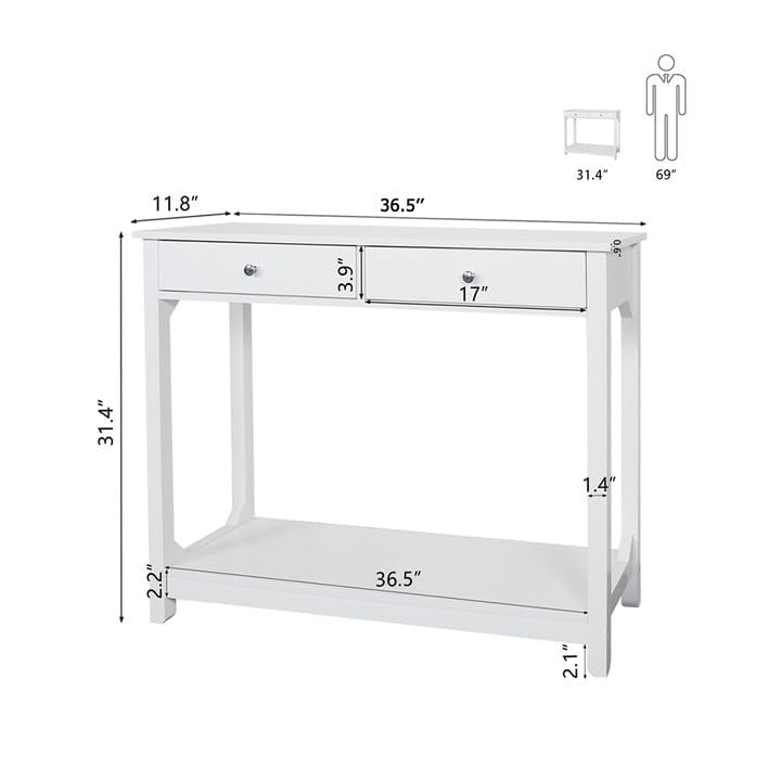 TaoHFE Console Table, 39.4"x11.8"x31.5"(LxWxH), White - color: White