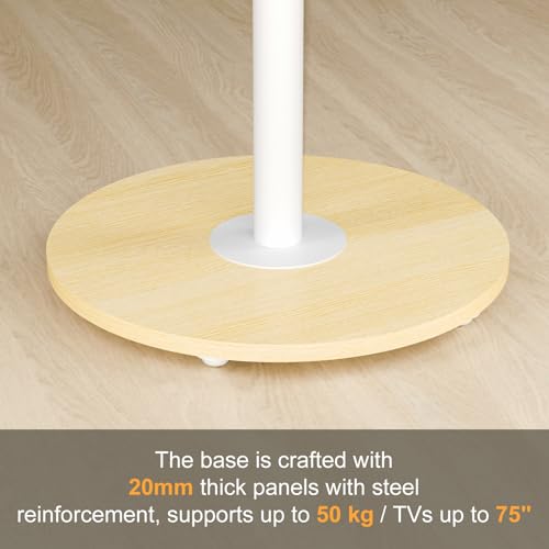 unho White Rolling tv Stands for Living Room Swivel tv Stand on Wheels | for 40-75 Inch LCD LED OLED TVs, Height Adjustable&Wood Basecorner tv Stand,Portable Mobile TV Cart Holds up to 110Lbs - size: WT 1-pole 40-75 inches