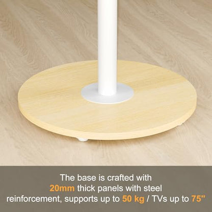unho White Rolling tv Stands for Living Room Swivel tv Stand on Wheels | for 40-75 Inch LCD LED OLED TVs, Height Adjustable&Wood Basecorner tv Stand,Portable Mobile TV Cart Holds up to 110Lbs - size: WT 1-pole 40-75 inches
