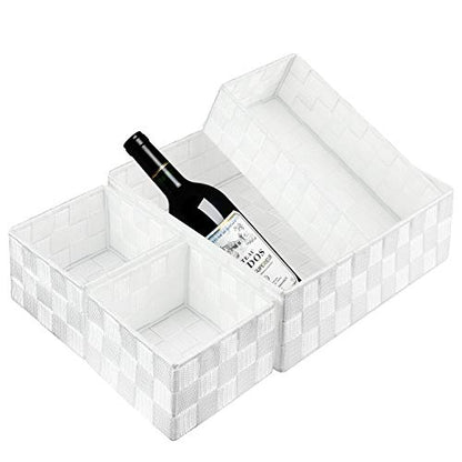 Posprica Woven Storage Box Cube Basket Bin Container Tote Organizer Divider for Drawer,Closet,Shelf, Dresser (White) - color: White