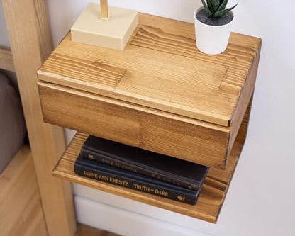 Floating Nightstand Side Accent or End Table with Storage Drawer, Wood Bedside Shelf, Handmade Floating Table (Cape Town) - color: Cape Town