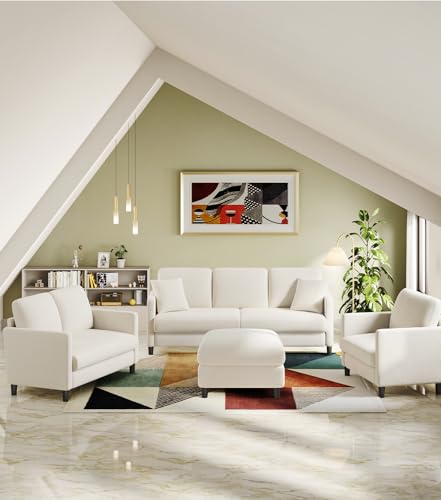 Welzona Loveseat, 51" Small Couch, Teddy Love Seat, Small Loveseat Sofa | Comfy Teddy Fabric, Tool-free Setup, Washable Covers, All-wood Small Sofa Couch for Living Room, Bedroom, Small Spaces, Beige - color: Beige, size: loveseat