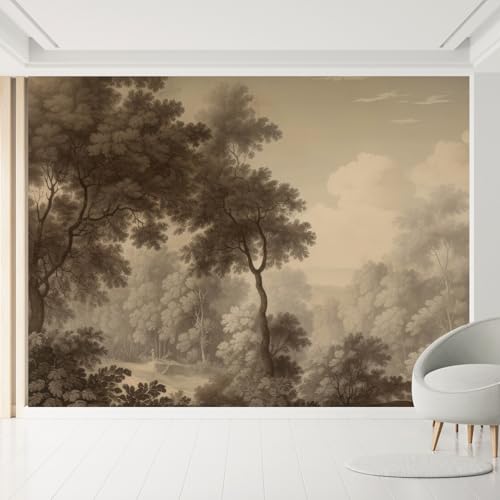 MUDECOR Wall Mural Vintage Forest Scene Sepia-Toned Scenic with Trees Removable Self-Adhesive Wallpaper Wall Decoration for Bedroom Living Room - 66"x96" - color: Ae05-2404-irs07, size: 66"x96" Self-Adhesive