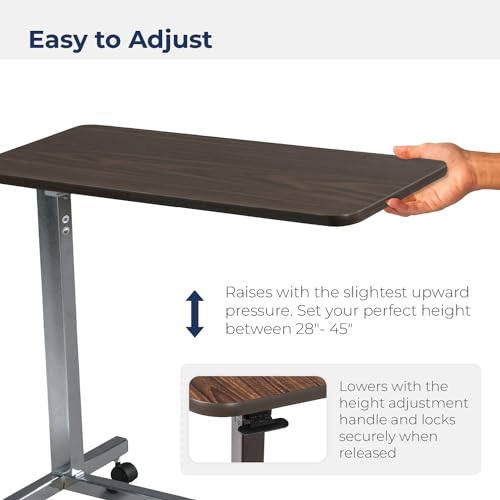 Drive Medical 13003 Non Tilt Top Overbed Table with Wheels, Chrome | Overbed Table with Wheels Features Non Tilt Chrome Top for Home and Hospital Use and Easy Daily Cleaning - color: Chrome