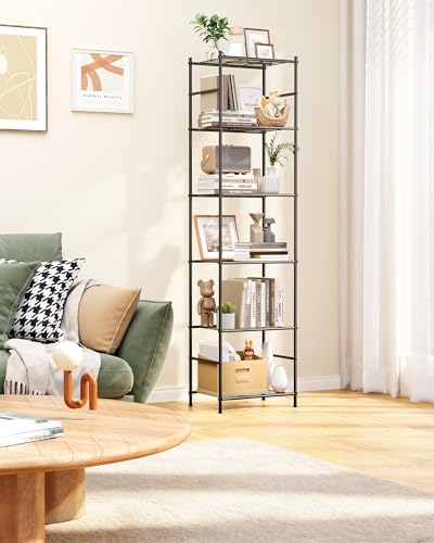 Sakugi 6-Tier Storage Shelves 17.7" x12.5" x69.6" Black | Kitchen, Laundry Room, Garage, Adjustable Feet, Space-Saving, Metal Construction - size: 17.7W x 12.5D x 69.6H(6T)