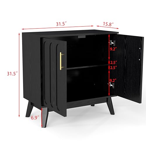 Black Sideboard Buffet, Small Storage Cabinet with Doors and Shelves for Living,Kitchen - color: Black