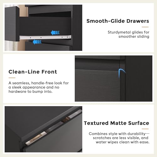 Jocoevol 4 Drawer Dresser for Bedroom, Black Dresser Chest of Drawers - Large Wood Dressers TV Stand with Deep Drawers Dressers for Living Room, Hallway, Entryway - Black - color: Black
